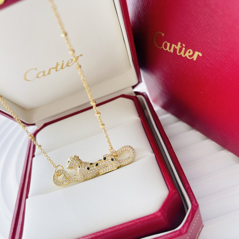 Cartier Cartier 11 Leopard full of diamonds Edition Necklace Shipping Classic aristocratic style, luxury full of diamonds caressing leopard design Exclusive real shot   Heavy industry to create a perfect replica of the i