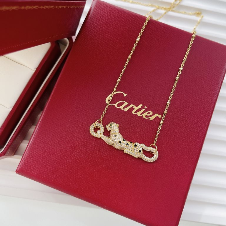 Cartier Cartier 11 Leopard full of diamonds Edition Necklace Shipping Classic aristocratic style, luxury full of diamonds caressing leopard design Exclusive real shot   Heavy industry to create a perfect replica of the i