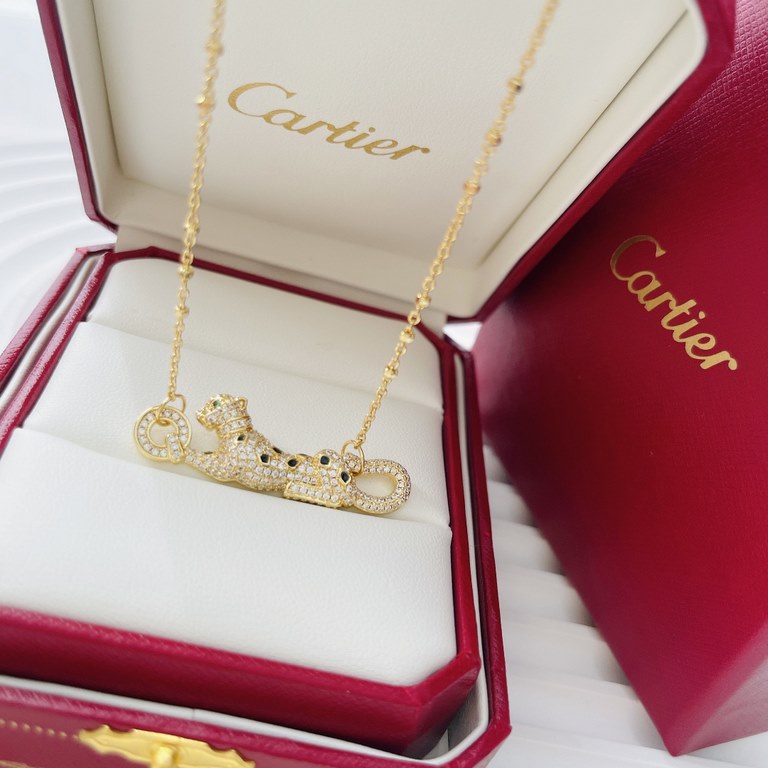 Cartier Cartier 11 Leopard full of diamonds Edition Necklace Shipping Classic aristocratic style, luxury full of diamonds caressing leopard design Exclusive real shot   Heavy industry to create a perfect replica of the i