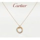 Cartier white diamonds tri-color triple ring necklace shipping S925 sterling silver crafted version with logo  [925 chain length 45cm adjustable with end tag