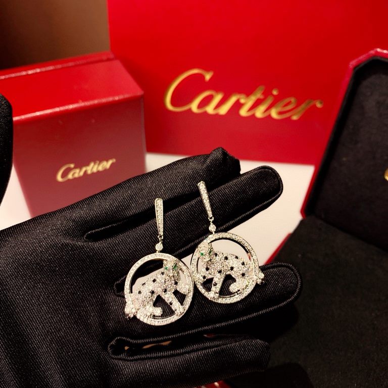 sold crazy star hot push models    Cartier Cartier Series Jewelry sexy three-dimensional SOLEIL fashion full of diamonds spotted leopard circle earrings earrings shipment   stars with the same paragraph, beautiful and be