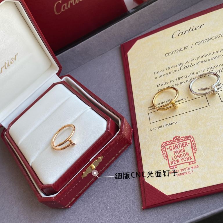 CNC open version, V gold plated 1.0 imitation gold (yardage 5678) Cartier fine version of glossy nail ring   white gold rose gold yellow gold.   to meet your dream of nails counter Cartier China line exclusive debut of t