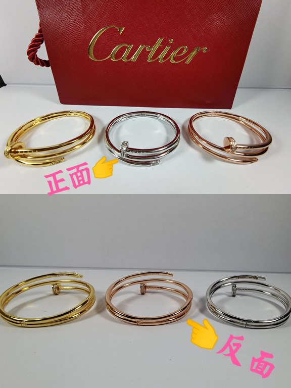 Cartier double circle nails half diamond bracelet   nails bracelet Juste un Clou series unique personality, the use of German imports of sub-gold   flamboyant modern competition show a kind of debauchery fashion. Classic