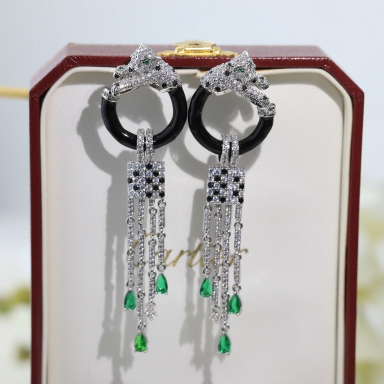 sold crazy star hot push models    Cartier Cartier Series Jewelry sexy three-dimensional SOLEIL fashion color diamond diamond tassel leopard earrings earrings shipping   unique design 360 degrees without dead angle   a v