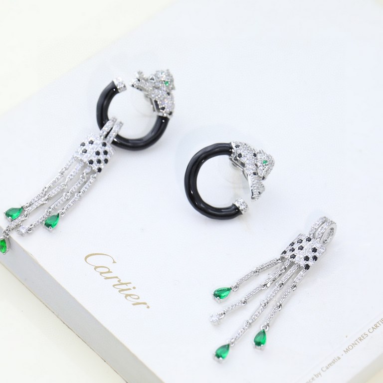 sold crazy star hot push models    Cartier Cartier Series Jewelry sexy three-dimensional SOLEIL fashion color diamond diamond tassel leopard earrings earrings shipping   unique design 360 degrees without dead angle   a v