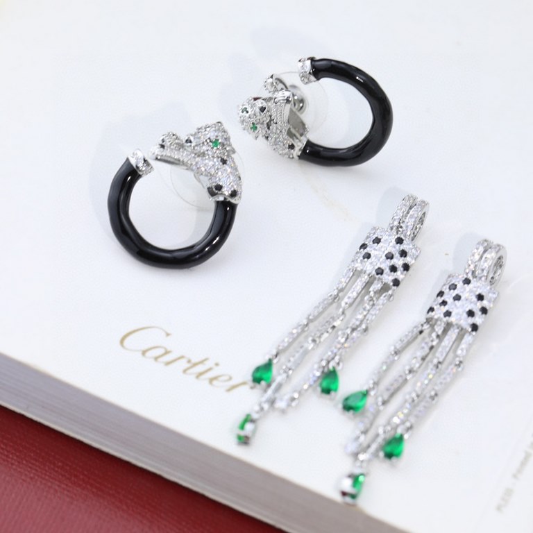 sold crazy star hot push models    Cartier Cartier Series Jewelry sexy three-dimensional SOLEIL fashion color diamond diamond tassel leopard earrings earrings shipping   unique design 360 degrees without dead angle   a v