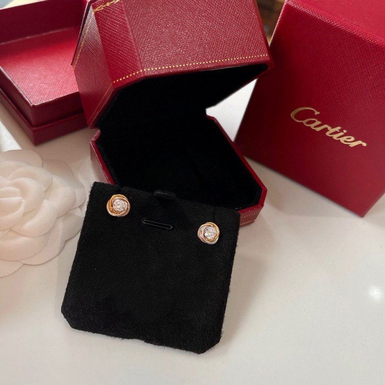 Cartier Cartier Tricolor solitaire   earrings   Trinity de cartier collection High-end customization Advanced color separation plating craft exquisite top s925 sterling silver material does not fade and not allergic to s