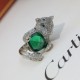 Emerald Leopard Ring  [925] One of the symbols of the Cartier brand  Latest Hot Cartier Leopard Emerald Gemstone Ring Cartier's classic masterpieces, enduring Legendary classics, always popularNo need to say more Origina