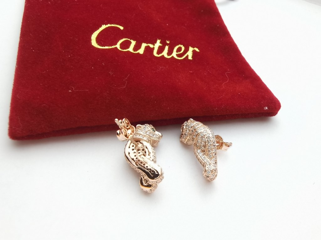 Cartier Tyrannical high-end leopard earrings earrings Fan Bingbing the same model Using micro-setting process! Advanced plating cnc polished   high-grade atmosphere      Brand new Cartier leopard head to strike! Stylish,