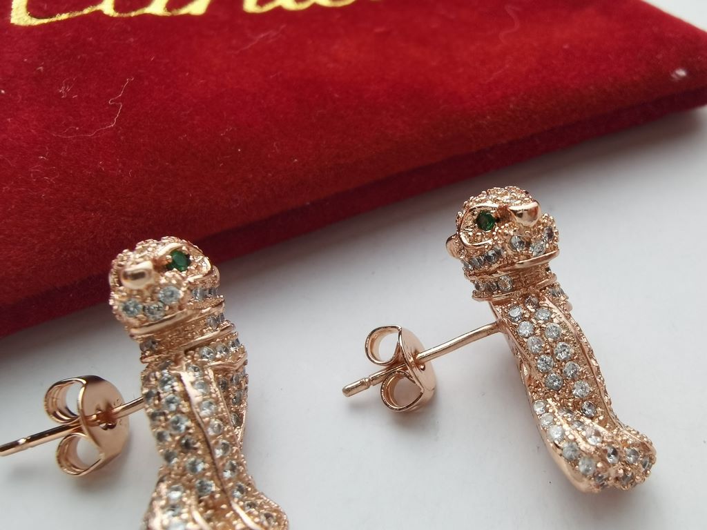 Cartier Tyrannical high-end leopard earrings earrings Fan Bingbing the same model Using micro-setting process! Advanced plating cnc polished   high-grade atmosphere      Brand new Cartier leopard head to strike! Stylish,