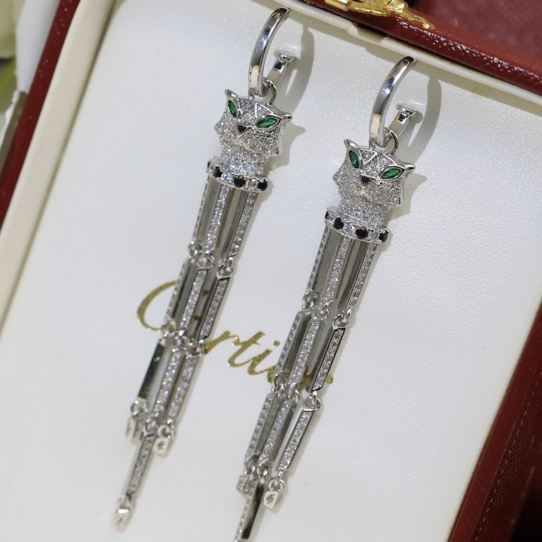 sold crazy star hot push models    Cartier Cartier jewelry sexy stereo SOLEIL fashion full diamond tassel panther earrings earrings shipping   stars with the same paragraph, beautiful and beautiful extreme   star co-bran