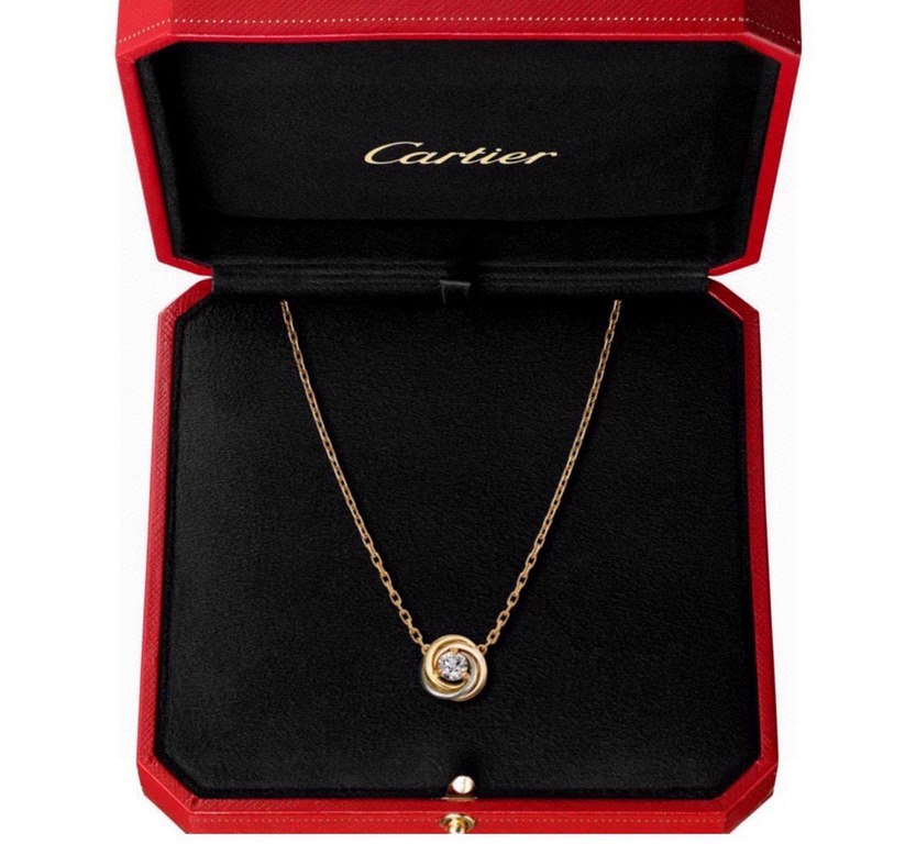 Cartier Cartier Tricolor solitaire   Necklace Earrings Trinity de cartier collection High-end customization High-class color separation plating craft exquisite top s925 sterling silver material does not fade and not alle