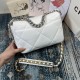 Chane-l small incense 2019 new Model AS1160 2019 fall and winter large diamond lattice tofu bag imported sheepskin single mouth bag Ancient silver white lat gold 3 kinds of metal mixed shoulder straps Coarse chain highli