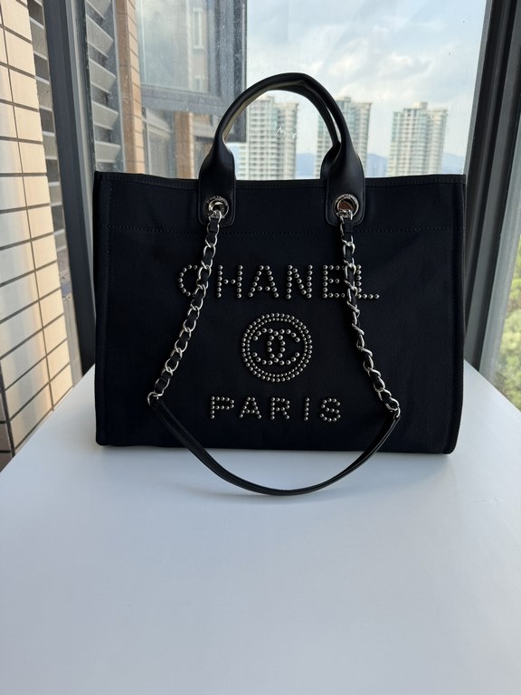 CHANEL 66941 #Large Beach Cowboy Canvas Bag  chanel deauville  SpringSummer Dubai Resort Collection Classic Shopping Bag with Handle Large Mommy Bag Summer Fashion Partner Casual Versatile [Delightful] More and more natu