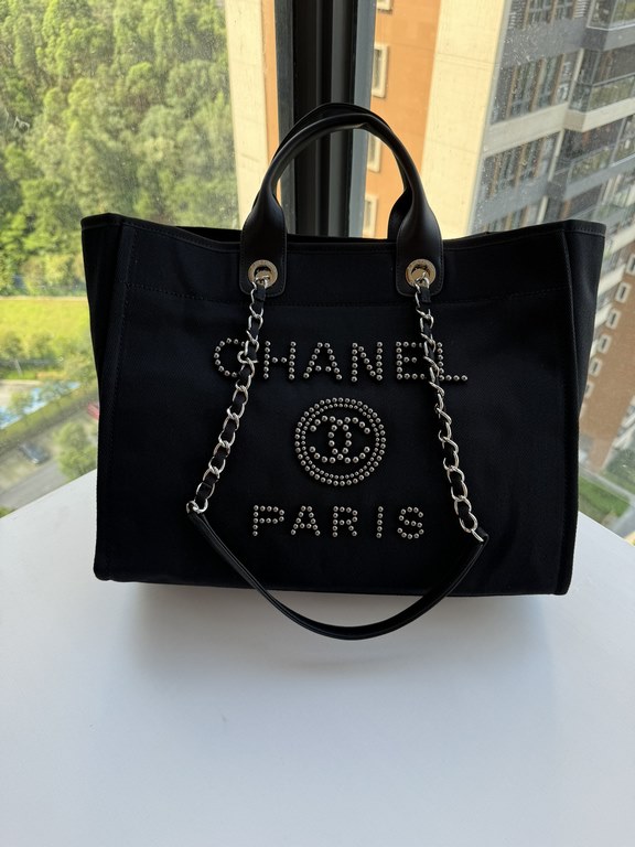 CHANEL 66941 #Large Beach Cowboy Canvas Bag  chanel deauville  SpringSummer Dubai Resort Collection Classic Shopping Bag with Handle Large Mommy Bag Summer Fashion Partner Casual Versatile [Delightful] More and more natu