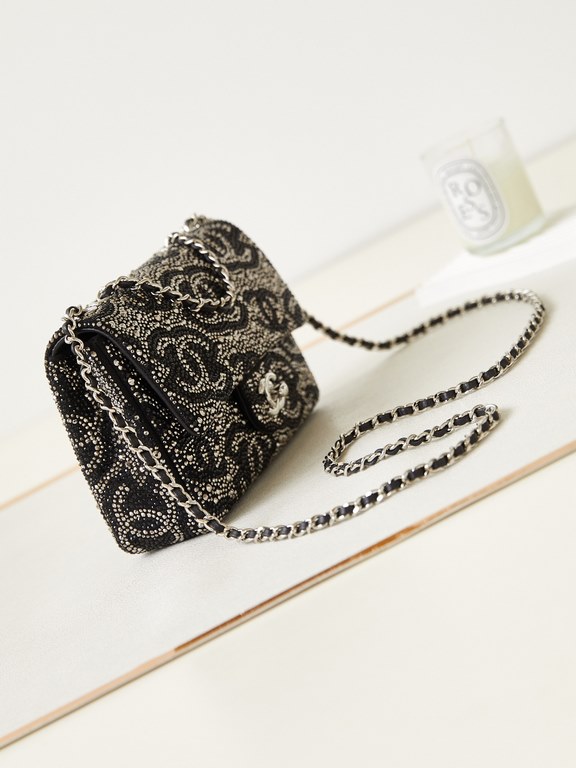 ￥ Full Package 23a Premium Handmade Workshop Evening Bag Diamonds Double C VS Gradient Star BlackModel：AS4269Size：15-20-7