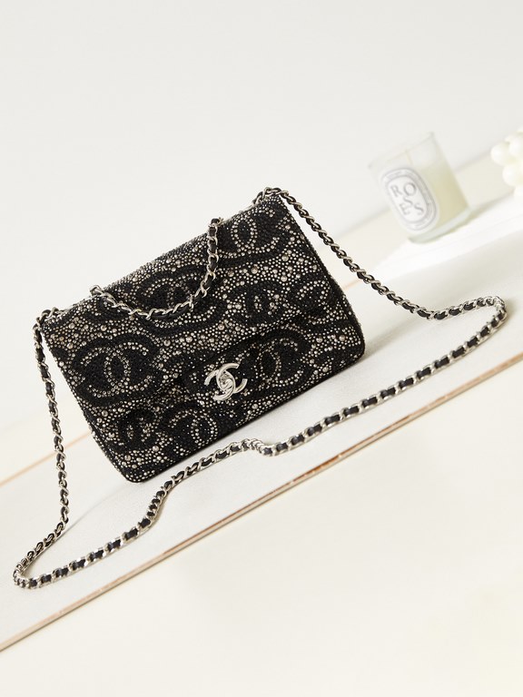 ￥ Full Package 23a Premium Handmade Workshop Evening Bag Diamonds Double C VS Gradient Star BlackModel：AS4269Size：15-20-7