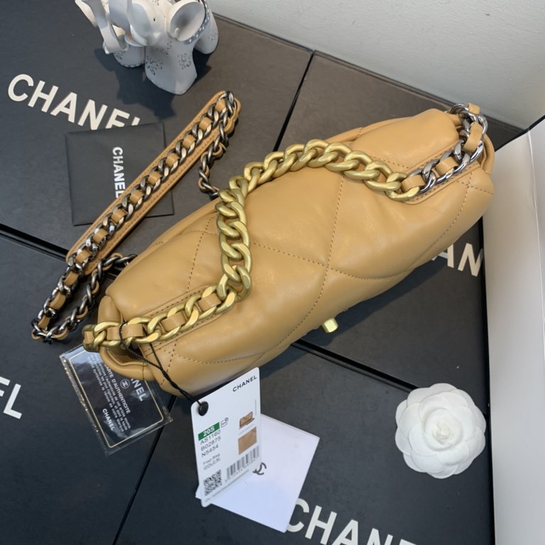 Chane-l small incense 2019 new Model AS1160 2019 fall and winter large diamond lattice tofu bag imported sheepskin single mouth bag Ancient silver white lat gold 3 kinds of metal mixed shoulder straps Coarse chain highli