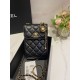 Chane1 Limited Edition New Double C Sheepskin Gold Beads Chain Adjustable Cell Phone Bag Chain Bag A Size 18126