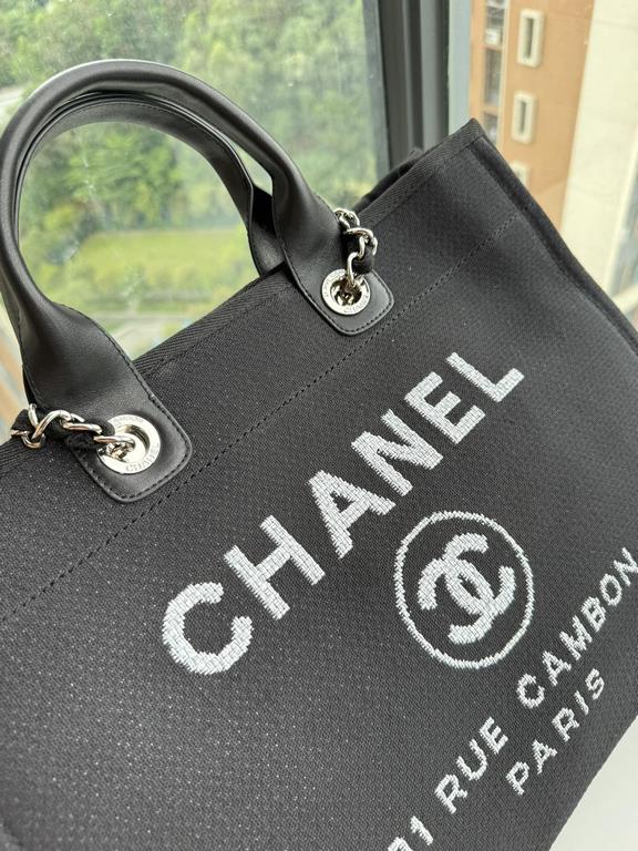 CHANEL 66941 #Large Beach Cowboy Canvas Bag  chanel deauville  SpringSummer Dubai Resort Collection Classic Shopping Bag with Handle Large Mommy Bag Summer Fashion Partner Casual Versatile [Delightful] More and more natu