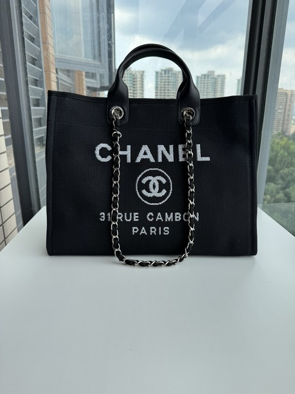 CHANEL 66941 #Large Beach Cowboy Canvas Bag  chanel deauville  SpringSummer Dubai Resort Collection Classic Shopping Bag with Handle Large Mommy Bag Summer Fashion Partner Casual Versatile [Delightful] More and more natu