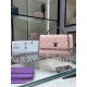 23K New Liao color rhinestone handle organza bag Double WOC rhinestone with cowhide AY Size18.5×11×6cm