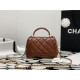 ￥Chane1 24A mini Handmade Visitor Series Doctor's Bag AS4109 The real thing is super beautiful oil wax leather with metal chain Classic diamond lattice design Retro and fashionable show noble and elegant Very much like a