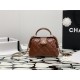 ￥Chane1 24A mini Handmade Visitor Series Doctor's Bag AS4109 The real thing is super beautiful oil wax leather with metal chain Classic diamond lattice design Retro and fashionable show noble and elegant Very much like a