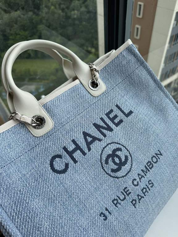 CHANEL 66941 #Large Beach Cowboy Canvas Bag  chanel deauville  SpringSummer Dubai Resort Collection Classic Shopping Bag with Handle Large Mommy Bag Summer Fashion Partner Casual Versatile [Delightful] More and more natu