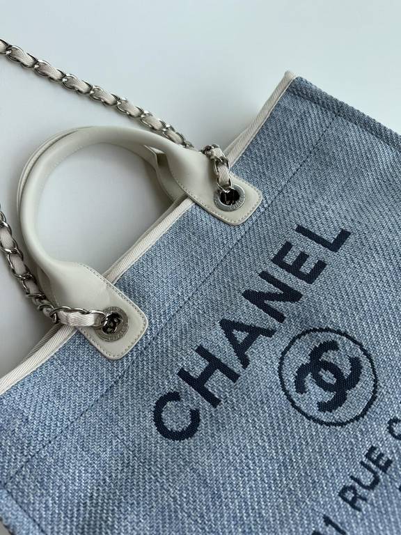 CHANEL 66941 #Large Beach Cowboy Canvas Bag  chanel deauville  SpringSummer Dubai Resort Collection Classic Shopping Bag with Handle Large Mommy Bag Summer Fashion Partner Casual Versatile [Delightful] More and more natu