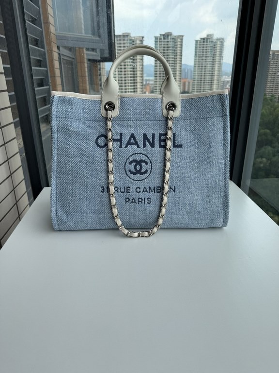 CHANEL 66941 #Large Beach Cowboy Canvas Bag  chanel deauville  SpringSummer Dubai Resort Collection Classic Shopping Bag with Handle Large Mommy Bag Summer Fashion Partner Casual Versatile [Delightful] More and more natu