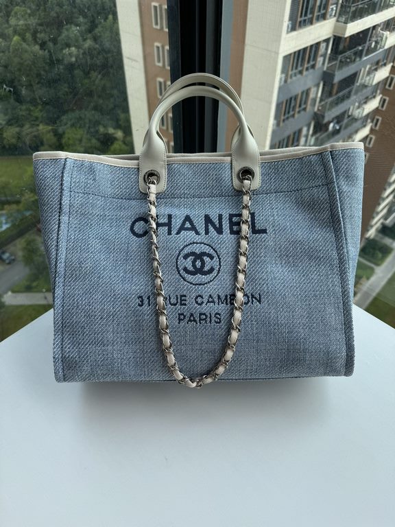 CHANEL 66941 #Large Beach Cowboy Canvas Bag  chanel deauville  SpringSummer Dubai Resort Collection Classic Shopping Bag with Handle Large Mommy Bag Summer Fashion Partner Casual Versatile [Delightful] More and more natu