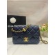 chane1 fall and winter adjustable buckle cell phone bagLitchi grain dark blue pearl leather Golden buckle adjustable buckle   adjust the length of the size more appropriateIt can put down your cell phone as well as other