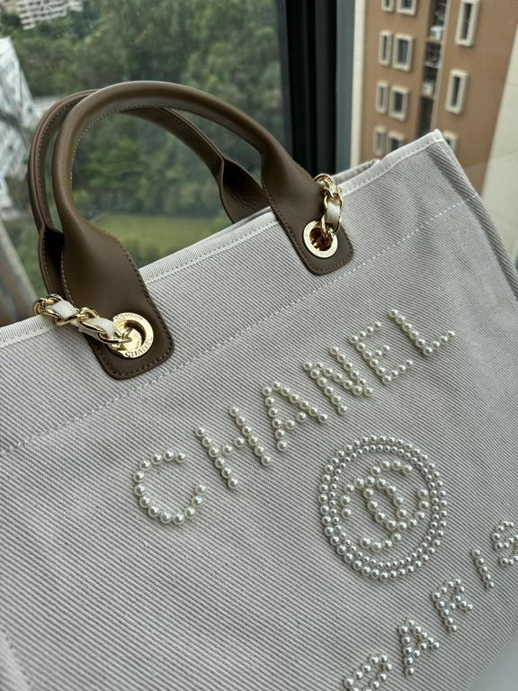 CHANEL 66941 #Large Beach Cowboy Canvas Bag  chanel deauville  SpringSummer Dubai Resort Collection Classic Shopping Bag with Handle Large Mommy Bag Summer Fashion Partner Casual Versatile [Delightful] More and more natu