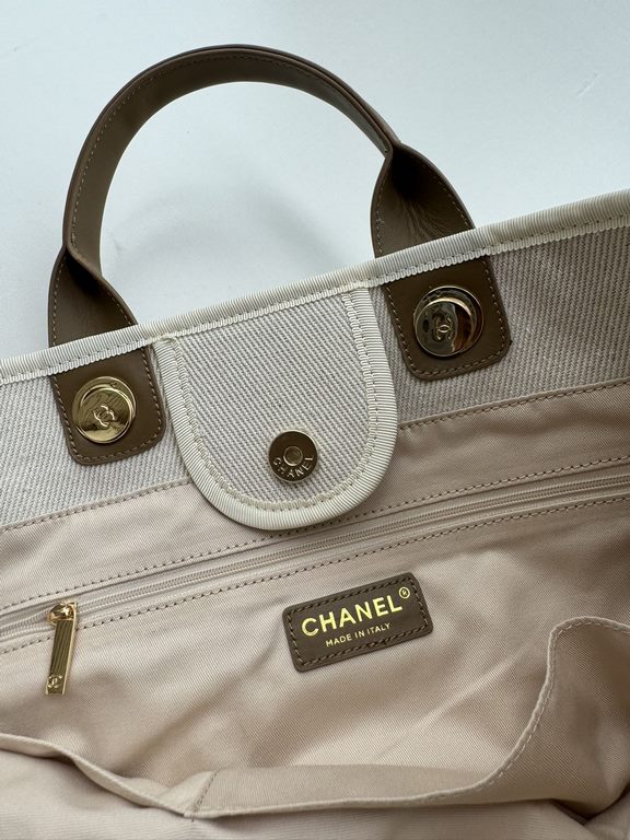 CHANEL 66941 #Large Beach Cowboy Canvas Bag  chanel deauville  SpringSummer Dubai Resort Collection Classic Shopping Bag with Handle Large Mommy Bag Summer Fashion Partner Casual Versatile [Delightful] More and more natu