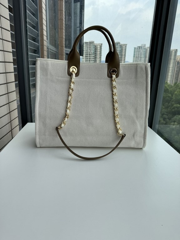 CHANEL 66941 #Large Beach Cowboy Canvas Bag  chanel deauville  SpringSummer Dubai Resort Collection Classic Shopping Bag with Handle Large Mommy Bag Summer Fashion Partner Casual Versatile [Delightful] More and more natu