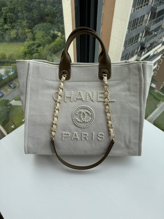 CHANEL 66941 #Large Beach Cowboy Canvas Bag  chanel deauville  SpringSummer Dubai Resort Collection Classic Shopping Bag with Handle Large Mommy Bag Summer Fashion Partner Casual Versatile [Delightful] More and more natu