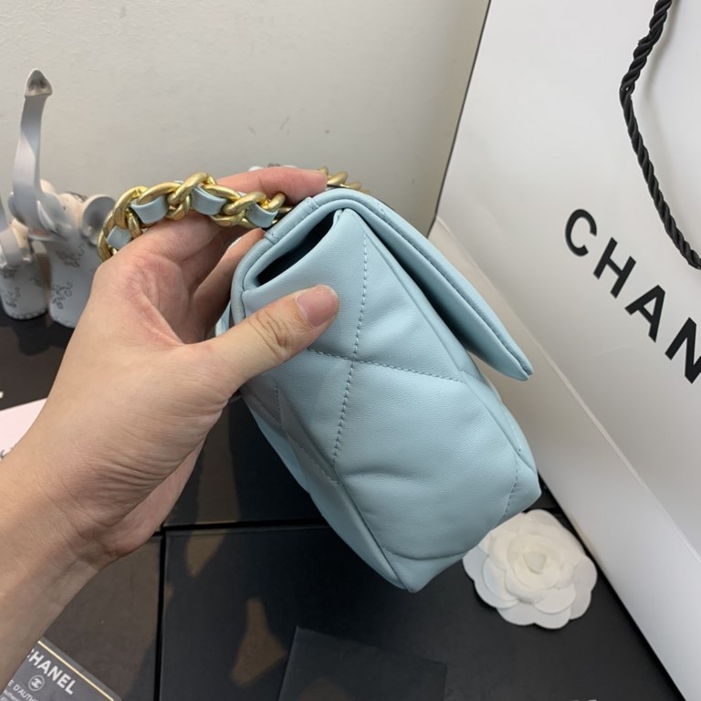 Chane-l small incense 2019 new Model AS1160 2019 fall and winter large diamond lattice tofu bag imported sheepskin single mouth bag Ancient silver white lat gold 3 kinds of metal mixed shoulder straps Coarse chain highli