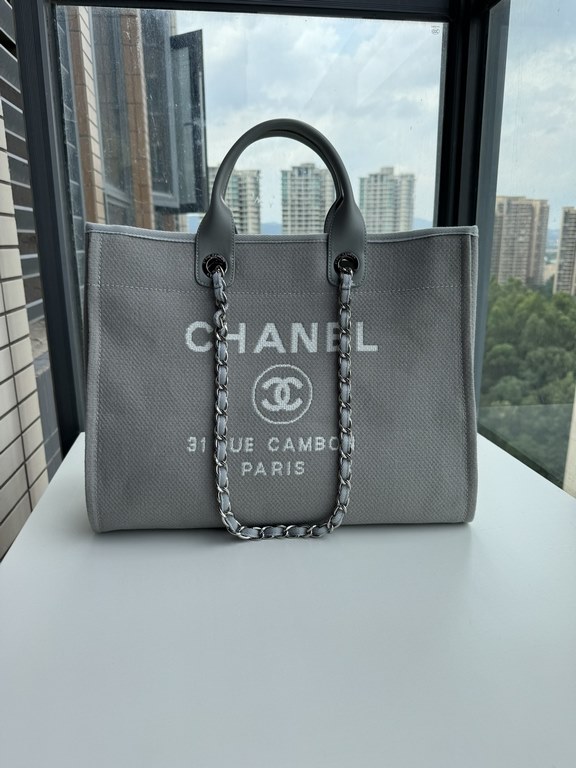 CHANEL 66941 #Large Beach Cowboy Canvas Bag  chanel deauville  SpringSummer Dubai Resort Collection Classic Shopping Bag with Handle Large Mommy Bag Summer Fashion Partner Casual Versatile [Delightful] More and more natu