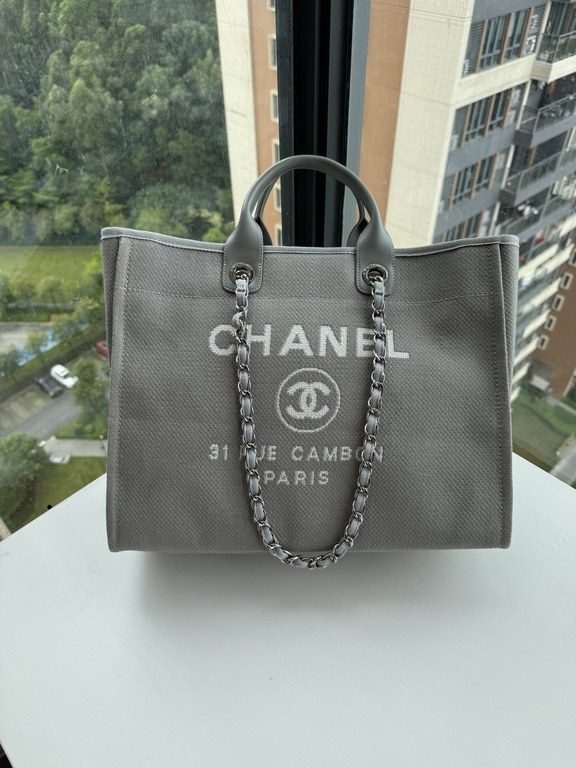 CHANEL 66941 #Large Beach Cowboy Canvas Bag  chanel deauville  SpringSummer Dubai Resort Collection Classic Shopping Bag with Handle Large Mommy Bag Summer Fashion Partner Casual Versatile [Delightful] More and more natu