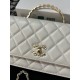 A96058 Chanel 24C Limited Edition Rhinestone Letter Handle Long woc Cosmetic Crossbody Bag With Drill Handle Lambskin Brushed Metal Hardware, Logo Letter Handle Exquisite and Noble, Buckle Cover Part of the Leather Wear 