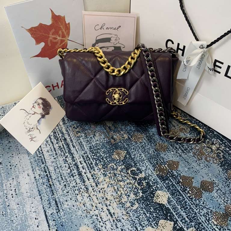 Chane-l small incense 2019 new Model AS1160 2019 fall and winter large diamond lattice tofu bag imported sheepskin single mouth bag Ancient silver white lat gold 3 kinds of metal mixed shoulder straps Coarse chain highli