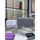 23K New Liao color rhinestone handle organza bag Double WOC rhinestone with cowhide AY Size18.5×11×6cm