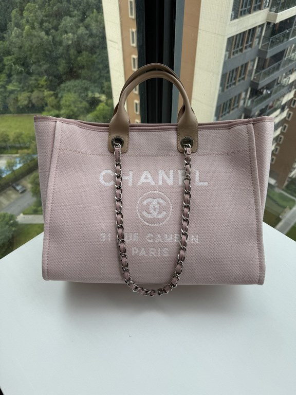 CHANEL 66941 #Large Beach Cowboy Canvas Bag  chanel deauville  SpringSummer Dubai Resort Collection Classic Shopping Bag with Handle Large Mommy Bag Summer Fashion Partner Casual Versatile [Delightful] More and more natu