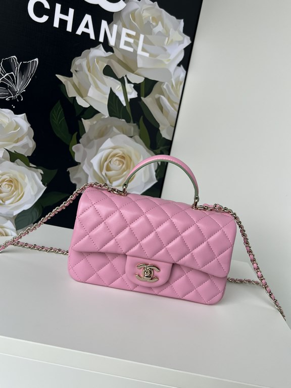 Chanel 21K latest Mini CF handle handbag AS2431 Classic diamond lattice flap bag decorated with exquisite classic chain with handheld, delicate sheepskin embellish the handbag, stand out, interpretation of timeless!   el