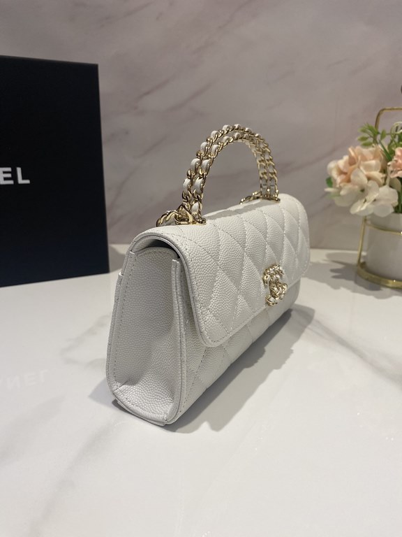 P This season's hottest Kelly cowhide handle bag cross chain hand withdrawals Exclusive French authentic haas lychee cowhide slanting cross bag handbag AS3238 Size18104.5cm