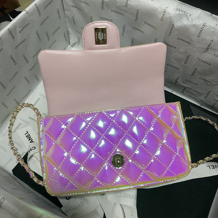 Chanel 2024 latest Mini CF handle handbag Classic diamond lattice mouth cover bag Decorated with exquisite classic chain with handheld, imported mirror material is really quite sunny [color] as if it is the American Girl