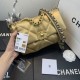 Chane-l small incense 2019 new Model AS1160 2019 fall and winter large diamond lattice tofu bag imported sheepskin single mouth bag Ancient silver white lat gold 3 kinds of metal mixed shoulder straps Coarse chain highli