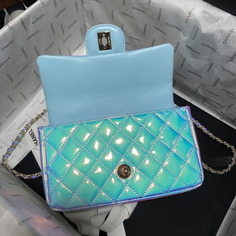 Chanel 2024 latest Mini CF handle handbag Classic diamond lattice mouth cover bag Decorated with exquisite classic chain with handheld, imported mirror material is really quite sunny [color] as if it is the American Girl