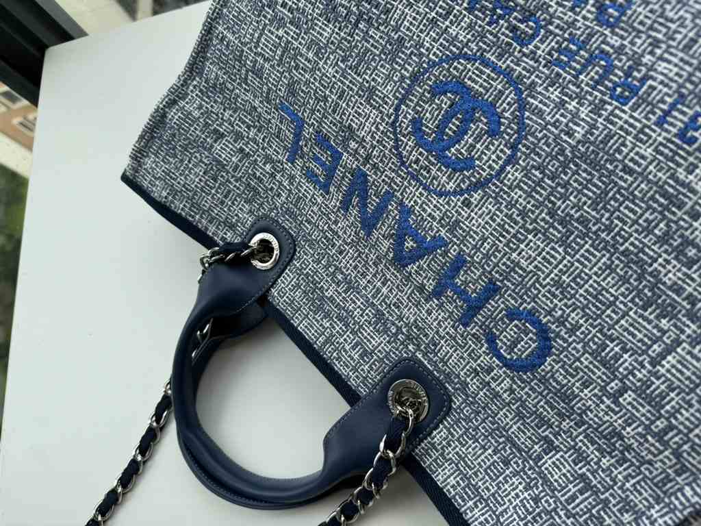 CHANEL 66941 #Large Beach Cowboy Canvas Bag  chanel deauville  SpringSummer Dubai Resort Collection Classic Shopping Bag with Handle Large Mommy Bag Summer Fashion Partner Casual Versatile [Delightful] More and more natu